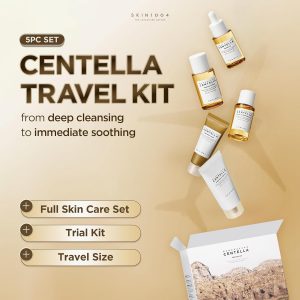 SKIN1004 Centella - Kit de viaje, juego coreano para el cuidado de la piel con tóner, hidratante, suero, aceite limpiador y limpiador, juego de tamaño de viaje con centella de Madagascar, piel sensible, perfecto para viajes, belleza y regalos