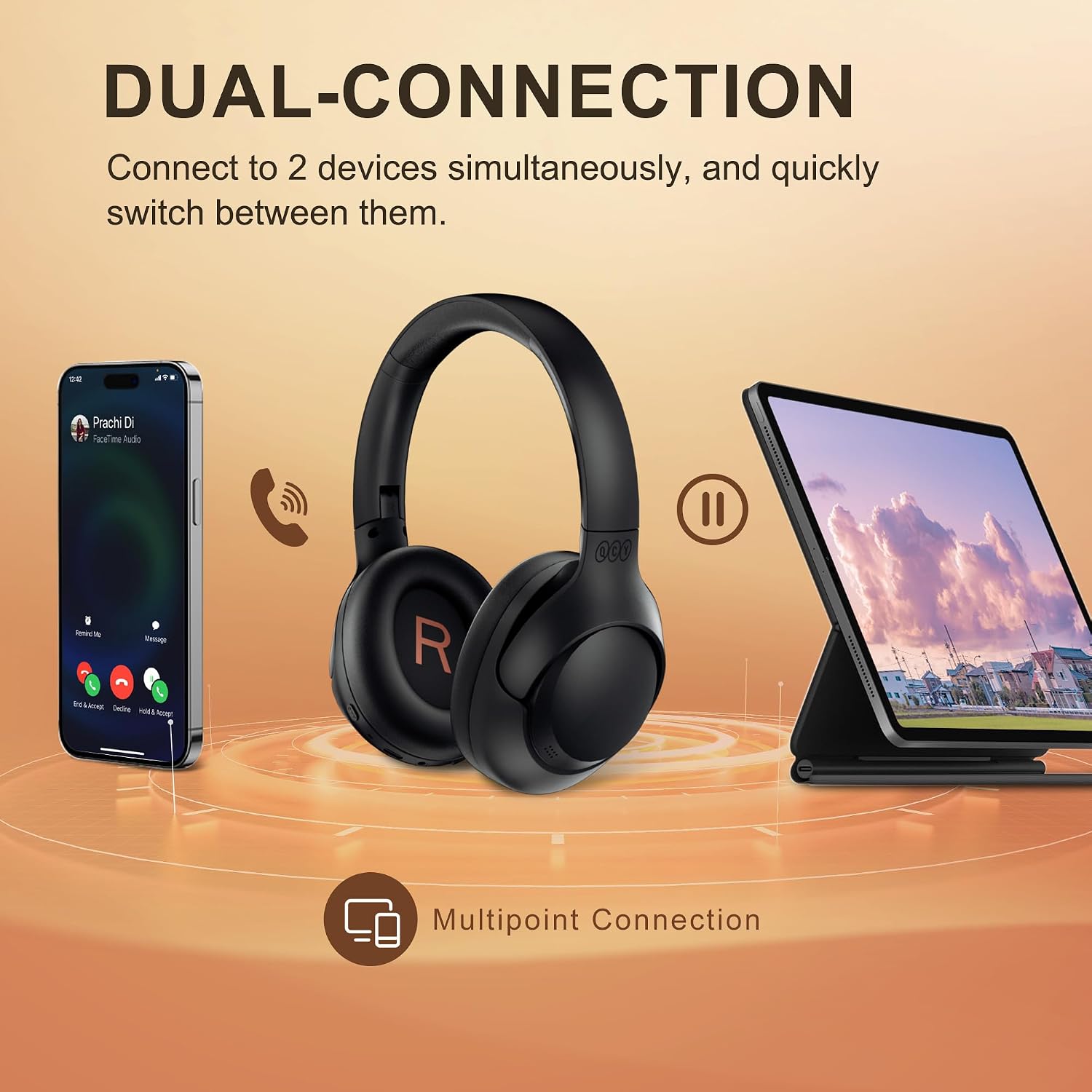 QCY H3 ANC Headphones Black + T13 Wireless Earbuds Black