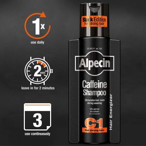 Alpecin Caffeine Shampoo C1 Black Edition with Bold Fragrance 8.45 oz I Hair Performance Enhancer Promotes Natural Hair Growth and Thickness I Energizes Scalp