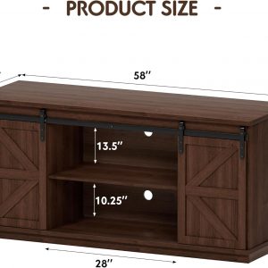 Shahoo Aparador de estilo rústico para bufé, almacenamiento de barra de café con puertas corredizas de granero, estante para el comedor del hogar, color espresso