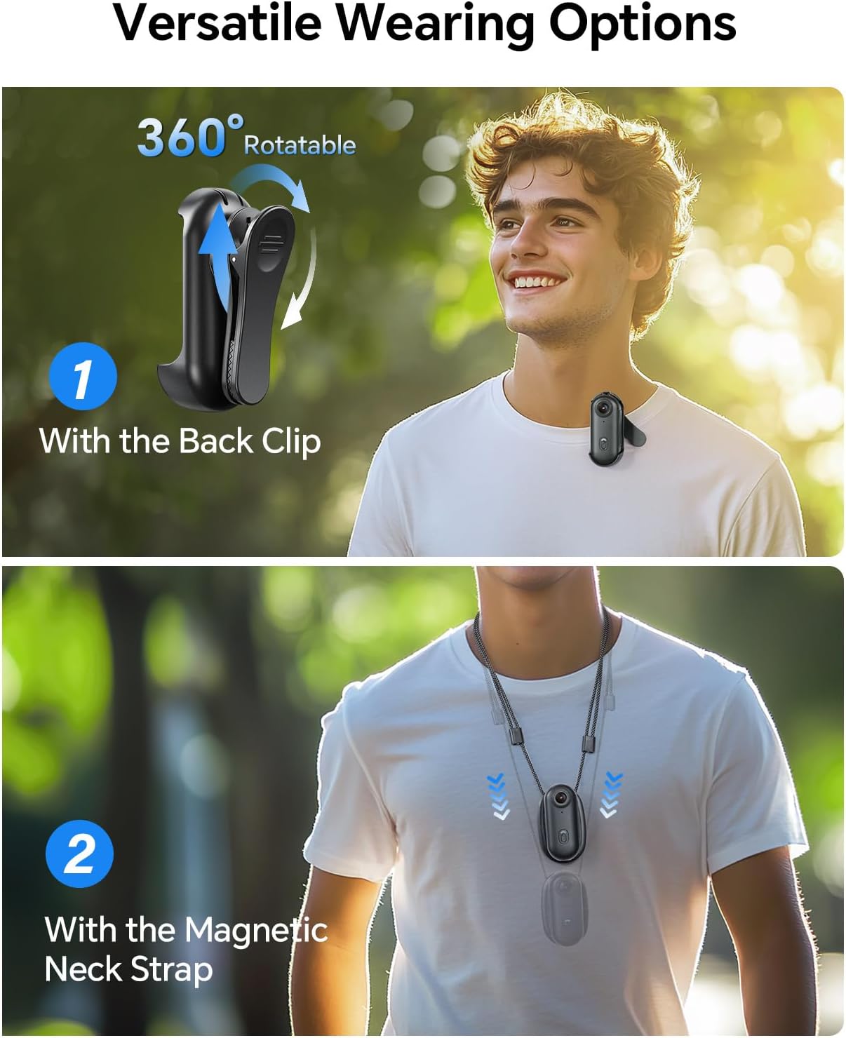 BOBLOV W4 4K Mini Body Camera,128G Wearable Camera with 360°Rotatable Clip & Magnetic Clip, Thumb Size, 96 Minutes for Recording, Easy to Use for Lecture, Traveling, Pet Walking and Outdoors
