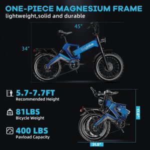 EUYBIKE 3000W/2000W Peak Motor Foldable Electric Bike for Adults, 35MPH 120+Miles, 48V/52V 30Ah/35Ah E Bike, 20" Fat Tire All-Terrain Ebike, Hydraulic Brake, 8-Speed, Magnesium Alloy, Full Suspension