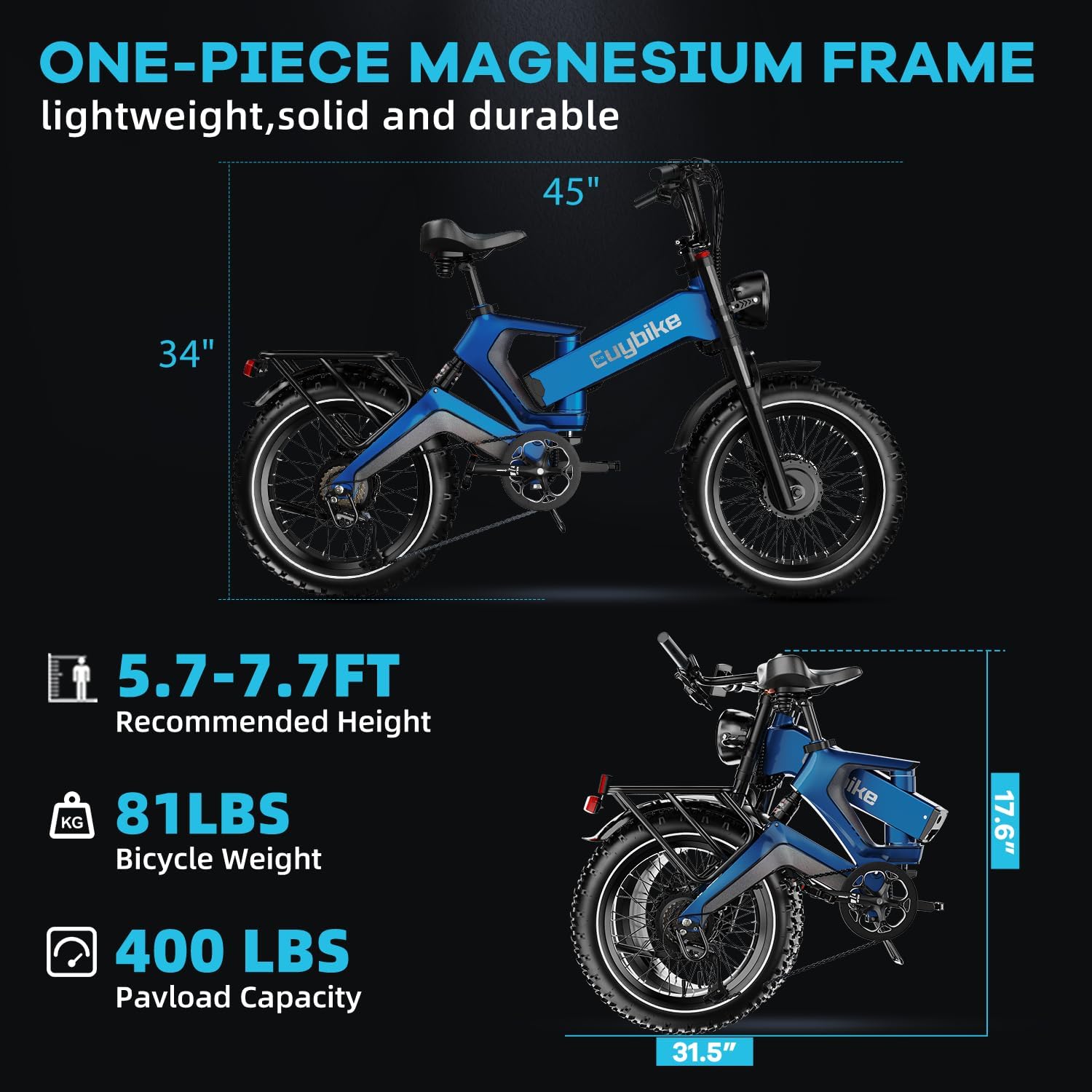 EUYBIKE 3000W/2000W Peak Motor Foldable Electric Bike for Adults, 35MPH 120+Miles, 48V/52V 30Ah/35Ah E Bike, 20" Fat Tire All-Terrain Ebike, Hydraulic Brake, 8-Speed, Magnesium Alloy, Full Suspension