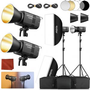 GODOX Godox Litemons LE300Bi - Kit de luz de video LE300Bi con soporte de luz Softbox, montaje Bowens, control de aplicación DMX/Bluetooth, conexión NFC, 2800K ~ 6500K, 58900Lux@3.3 ft, CRI/TLCI98, 11