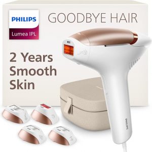 Philips Lumea IPL - Depilación láser tipo salón para mujeres, dispositivo permanente de reducción de vello en casa para cara y cuerpo, seguro e indoloro para cara, bikini, cuerpo, 5 ajustes y sensores de piel, BRI984/03