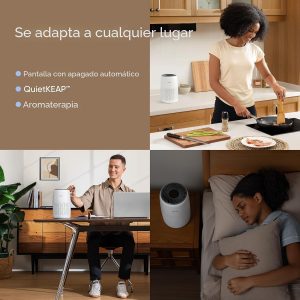 LEVOIT Purificadores de aire para dormitorio, hogar, dormitorio, AHAM VERIFIDE, limpiador de filtro 3 en 1 con almohadilla de aroma, filtros de humo, alérgenos, caspa de mascotas, olor, polvo, oficina, escritorio, Core Mini-P, blanco