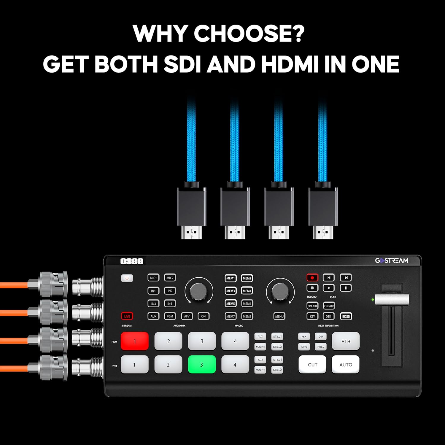 Osee GoStream Duet Multiple Camera SDI and HDMI Live Stream Video Mixer Switcher