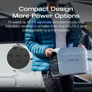 EF ECOFLOW Estación de energía portátil DELTA 3 Plus, batería LiFePO4 (LFP), 1800 W AC/140 W USB-C, generador solar (panel solar opcional) para respaldo del hogar, campamento y RV