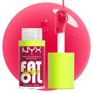 NYX PROFESSIONAL MAKEUP Fat Oil Lip Drip, Aceite Labial Hidratante con Brillo, Fórmula Vegana con Color, Hidratación hasta por 12 Horas - Newsfeed (Rose Nude)