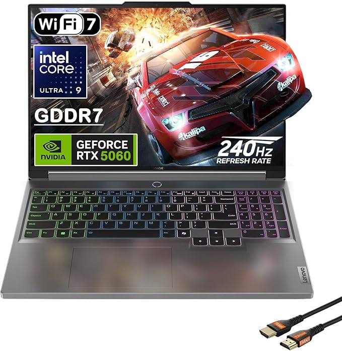 Lenovo Legion 5i - Laptop para juegos de 16 pulgadas - Intel Core Ultra 9 275HX - GeForce RTX 5060 - WQXGA (2560 x 1600) - Windows 11 Home-W/cable HDMI (32 GB de RAM | SSD PCIe de 1 TB)