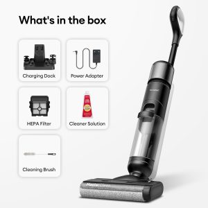Ultenic Aspiradora en seco y húmedo, combo de trapeador inalámbrico con autolimpieza, tiempo de funcionamiento de 50 minutos, detección inteligente de desorden, limpieza de bordes, pantalla LED