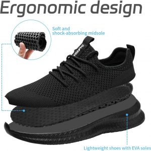 Men Non-Slip Work Shoes Tennis Gym Sneakers Breathable Slip Resistant Lightweight and Comfortable for All-Day Wear Sports and Walking