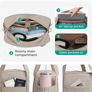 BAGSMART Expandable Personal Item Travel Bag, Lightweight Gym Bag for Women, 24L Weekender Travel Duffle with Toiletry Bag, Carry on Overnight Duffel, Black