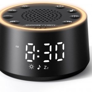 Dreamegg Máquina de Sonido para Dormir - Máquina de Sonido de Ruido Blanco D1 Nova para Bebé y Adulto con Reloj Despertador, Sonidos Relajantes, Regulable, Relojes Despertadores de Ruido Blanco para