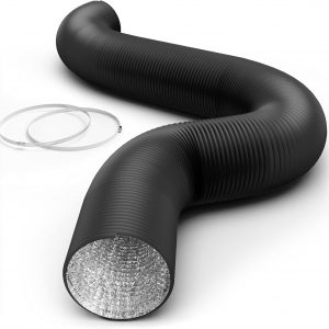 Simple Deluxe Conducto flexible de aluminio de aire de 10 pulgadas, manguera de ventilación de 25 pies de largo para ventilación y escape de HVAC, 2 abrazaderas, color negro
