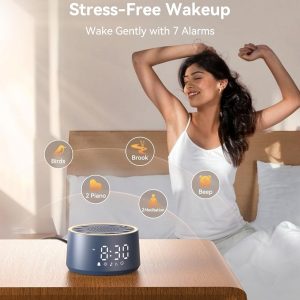 Dreamegg Sound Machine & Alarm Clock - White Noise Machine with 7 Wake-Up Sounds, 0-100% Dimmable, Night Light, Sound Machine for Sleeping, Office, Home, Travel Essentials Gift, Navy