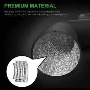 Simple Deluxe Conducto flexible de aluminio de aire de 10 pulgadas, manguera de ventilación de 25 pies de largo para ventilación y escape de HVAC, 2 abrazaderas, color negro