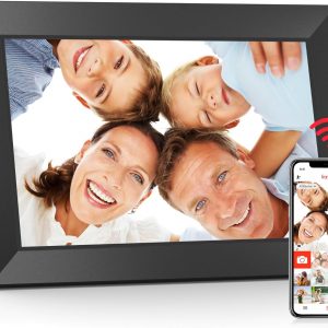 BIGASUO Marco de fotos digital, marco digital Frameo de 10.1 pulgadas con WiFi con memoria de 32 GB, pantalla táctil IPS de 1280 x 800, envía fotos/videos desde tu teléfono en cualquier lugar, regalos
