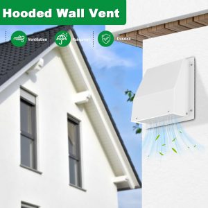 10 Inch Hooded Wall Vent with Screen and Damper, Stainless Steel Wall Vent Exhaust Vent Cover, Exhaust Exterior Air Vent Cover Cap for Kitchen Range Hood HVAC Duct Dryer Ventilation
