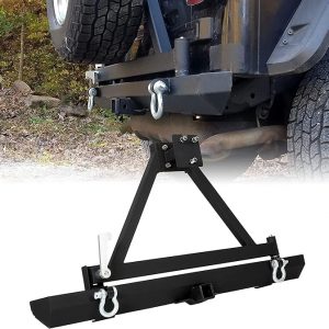 ALMULOO Rear Bumper Assembly Compatible With 1987-2006 Wrangler TJ YJ LJ All Models W/Tire Carrier&D-Rings Steel Powder Coated+Textured Black