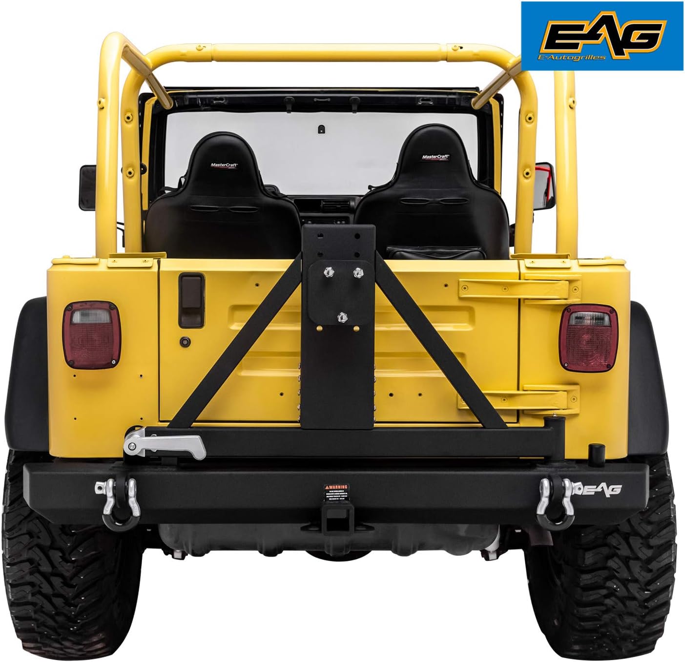 EAG Classic Rear Bumper with Tire Carrier Black Textured Fit for 87-06 Wrangler TJ YJ