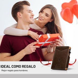 SEMORID Cartera para hombre con tarjetero delgado desplegable para 9-13 tarjetas, billetera inteligente minimalista plegable con bloqueo RFID, tarjetero con ventana de identificación y ranura para