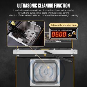 CT400 - Máquina probadora de inyector de combustible para inyectores de gasolina GDI EFI FSI PIEZO, máquina de prueba y limpieza ultrasónica de 6 inyectores, accionamiento de inyector de 12/70/120V, 12 funciones, 110 V