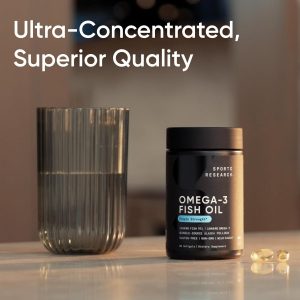 Sports Research® Omega-3 Fish Oil 1250mg from Wild Alaska Pollock,180 Count | Always Fresh Never Fishy, 690mg EPA 260mg DHA per Softgel, MSC Certified Sustainable, Heart & Brain Health, Non-GMO, Soy Free