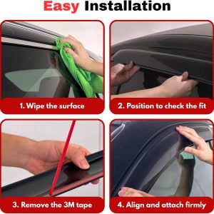 KPY Protector contra lluvia compatible con Toyota Sienna 2011-2020, Visor de ventana de 4 piezas, deflectores de ventilación de ventana lateral con cinta adhesiva estilo Mugen, 2011 2012 2013 2014
