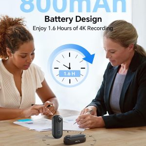 BOBLOV W4 4K Mini Body Camera,128G Wearable Camera with 360°Rotatable Clip & Magnetic Clip, Thumb Size, 96 Minutes for Recording, Easy to Use for Lecture, Traveling, Pet Walking and Outdoors