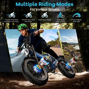 EUYBIKE 3000W/2000W Peak Motor Foldable Electric Bike for Adults, 35MPH 120+Miles, 48V/52V 30Ah/35Ah E Bike, 20" Fat Tire All-Terrain Ebike, Hydraulic Brake, 8-Speed, Magnesium Alloy, Full Suspension