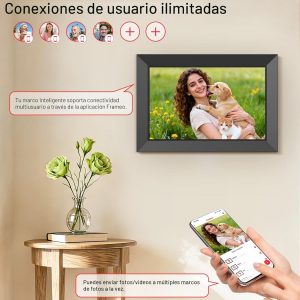 BIGASUO Marco de fotos digital, marco digital Frameo de 10.1 pulgadas con WiFi con memoria de 32 GB, pantalla táctil IPS de 1280 x 800, envía fotos/videos desde tu teléfono en cualquier lugar, regalos