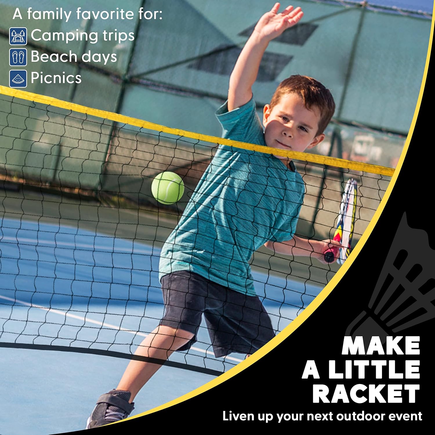 Boulder Portable Badminton Pickleball Net - Foldable/Extendable Poles for Multiple Sports Heights (UP to 5 ft) - Ideal for Tennis, Pickleball, Soccer Tennis - Easy Setup