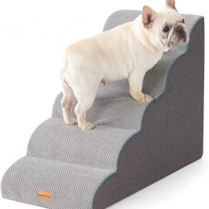 Gardner Pet Dog Stairs for Small Dogs 22.8" H, Curved 5-Step Pet Stairs, Dog Steps for High Bed, Couch (24-30 in) with Durable Non-Slip Waterproof Fabric Cover and CertiPUR-US Certified Foam