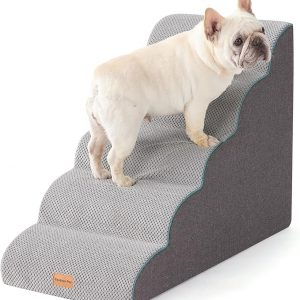 Gardner Pet Dog Stairs for Small Dogs 22.8" H, Curved 5-Step Pet Stairs, Dog Steps for High Bed, Couch (24-30 in) with Durable Non-Slip Waterproof Fabric Cover and CertiPUR-US Certified Foam