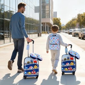 VEVOR Juego de equipaje para niños, 5 piezas, maleta con ruedas rígidas de 18 pulgadas con mochila y almohada en forma de U, juego de equipaje de mano para niños, regalo de cumpleaños de vacaciones para niñas y niños, aprobado por aerolíneas