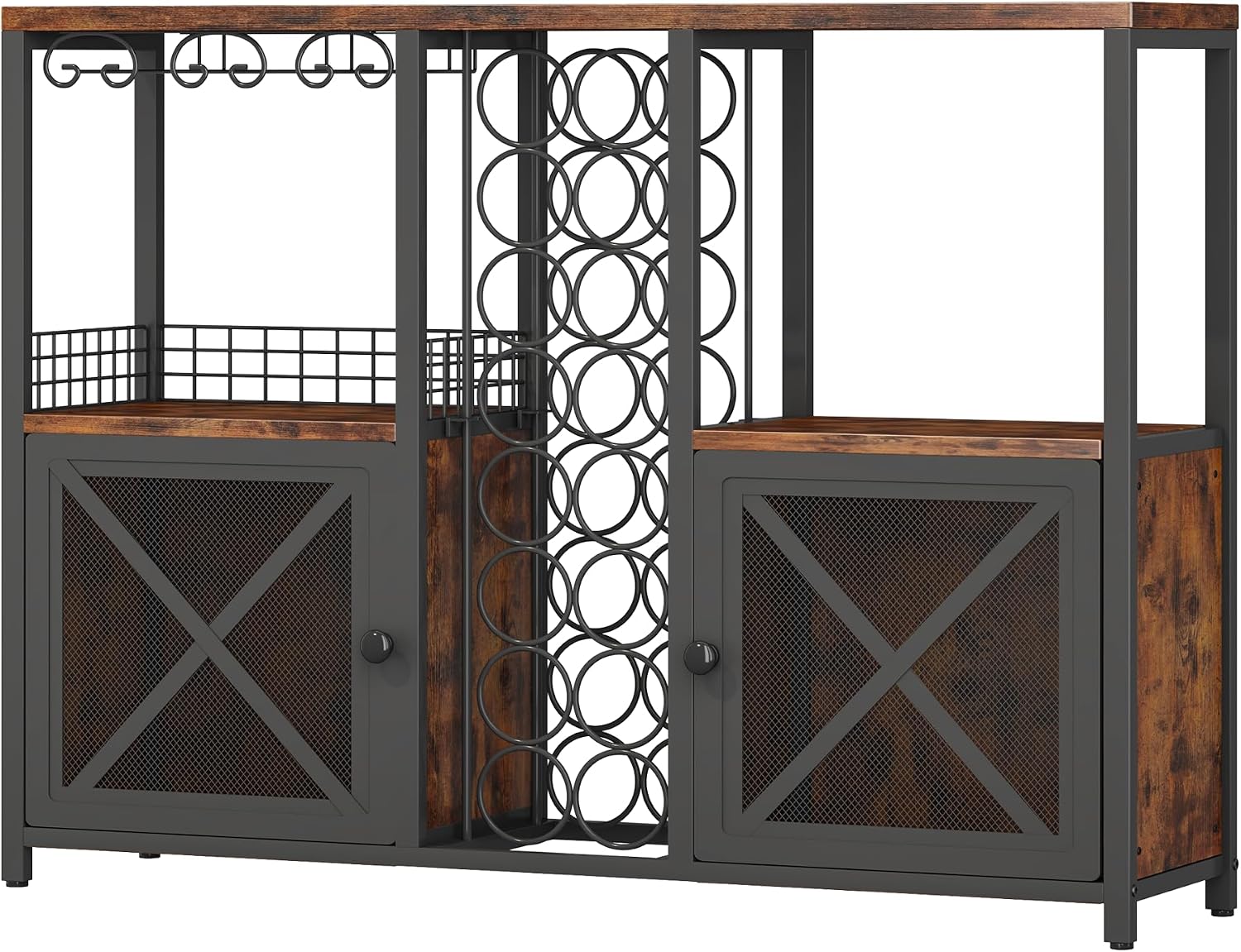 Homeiju Mini Bares para el Hogar, Gabinete de Bar de Café de Madera, Gabinete Moderno de Licores para Licores y Copas, Gabinete de Vino Buffet Estilo Granja con Aparador de Almacenamiento para Hogar