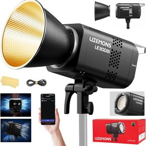 Godox Litemons LE300Bi COB luz de video LED, luz de salida continua bicolor Godox Bowens Mount de 315W con control DMX/Bluetooth APP, conexión NFC, 2800K~6500K, 58900Lux@1m, CRI/TLCI98, 11 efectos Fx