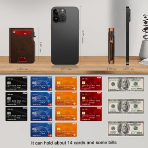 SEMORID Cartera para hombre con tarjetero delgado desplegable para 9-13 tarjetas, billetera inteligente minimalista plegable con bloqueo RFID, tarjetero con ventana de identificación y ranura para