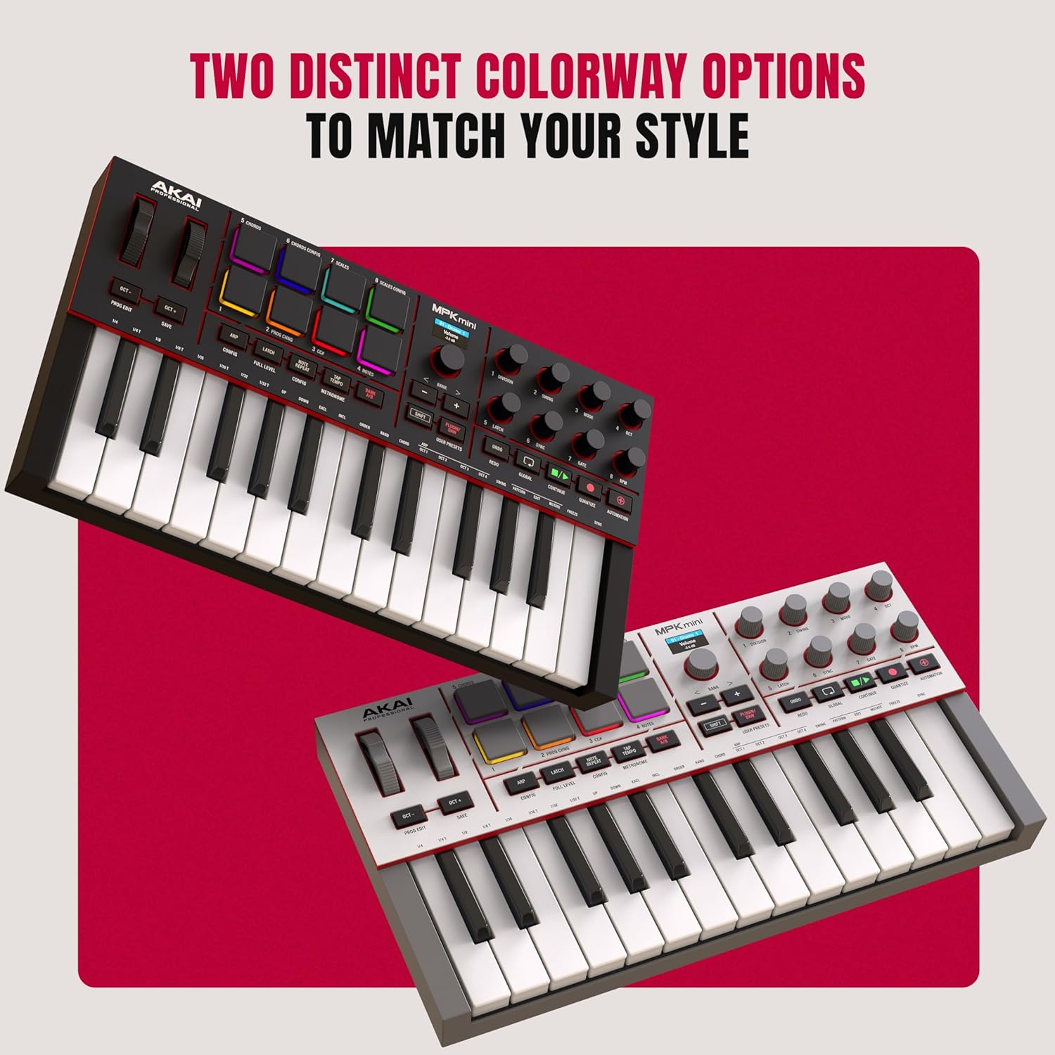 Akai Professional MPK Mini IV USB-C MIDI Controlador de teclado para principiantes y productores - Almohadillas de batería MPC, perillas de 360°, ruedas de paso y mod, software de producción, paquete de sonido de instrumentos nativos, gris