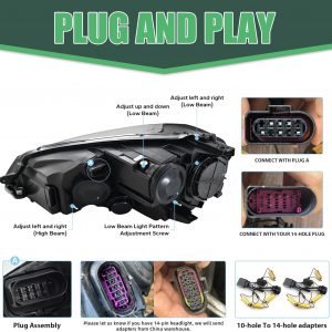 letsdate Projector Headlights For Golf7 MK7 Halogen TDI TSI GTD GTI Only 2015-2017, Red Line style(Let us Know if you need 10-hole to 14-hole adapters)