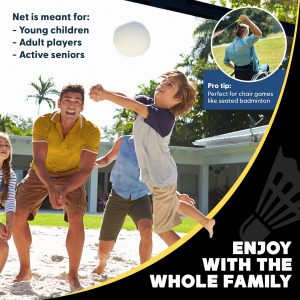 Boulder Portable Badminton Pickleball Net - Foldable/Extendable Poles for Multiple Sports Heights (UP to 5 ft) - Ideal for Tennis, Pickleball, Soccer Tennis - Easy Setup