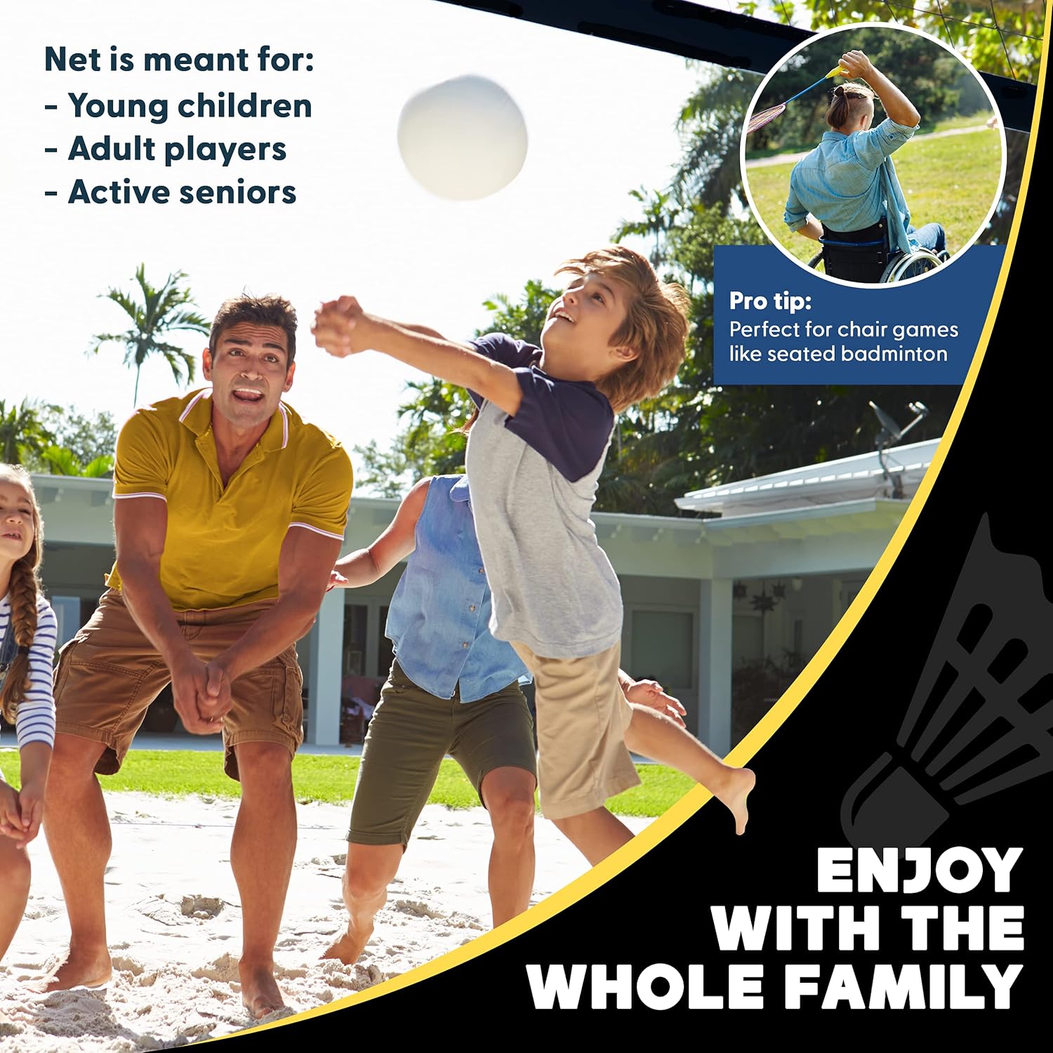 Boulder Portable Badminton Pickleball Net - Foldable/Extendable Poles for Multiple Sports Heights (UP to 5 ft) - Ideal for Tennis, Pickleball, Soccer Tennis - Easy Setup