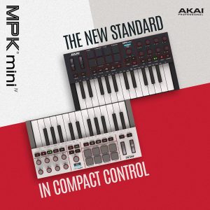 Akai Professional MPK Mini IV USB-C MIDI Keyboard Controller for Beginners and Producers - MPC Drum Pads, 360° Knobs, Pitch and Mod Wheels, Production Software, Native Instruments Sound Package, Grey