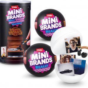 Mini Brands Mini Vinyls Capsule Series 1 by ZURU – Novelty Toy Capsule with 4 Vinyl Records and 1 Accessory, Compatible with Record Player for Teen and Adult Collectors