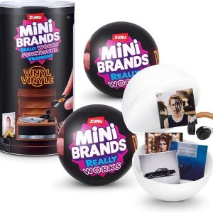 Mini Brands Mini Vinyls Capsule Series 1 by ZURU – Novelty Toy Capsule with 4 Vinyl Records and 1 Accessory, Compatible with Record Player for Teen and Adult Collectors