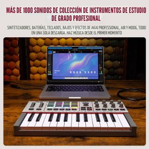 Akai Professional MPK Mini IV USB-C MIDI Controlador de teclado para principiantes y productores - Almohadillas de batería MPC, perillas de 360°, ruedas de paso y mod, software de producción, paquete de sonido de instrumentos nativos, gris
