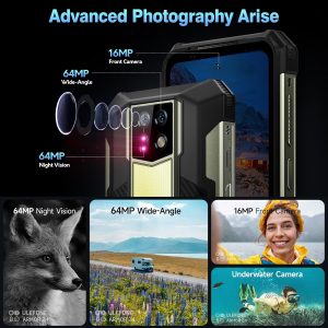 Ulefone Armor 24 22000mAh Mega Battery Unlocked Rugged Phone, Camping Light, 24GB RAM +256GB ROM, 6.78" FHD+120Hz Screen, 64MP Main Camera + 64MP Night Vision Camera, Android 14 Rugged Smartphone NFC