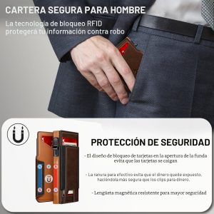 SEMORID Cartera para hombre con tarjetero delgado desplegable para 9-13 tarjetas, billetera inteligente minimalista plegable con bloqueo RFID, tarjetero con ventana de identificación y ranura para