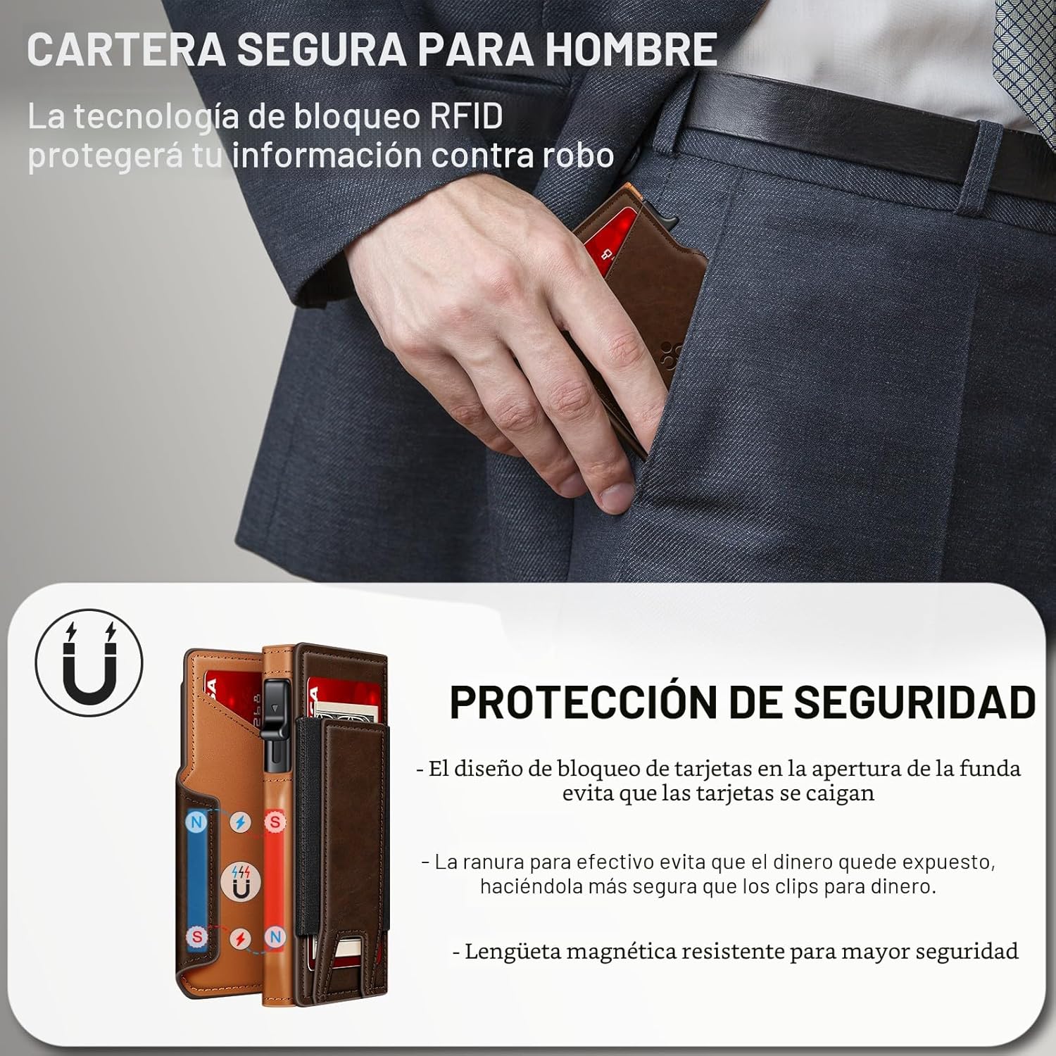 SEMORID Cartera para hombre con tarjetero delgado desplegable para 9-13 tarjetas, billetera inteligente minimalista plegable con bloqueo RFID, tarjetero con ventana de identificación y ranura para